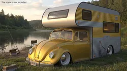 Vintage Camper Motorhome Yellow 3D model