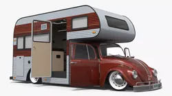 Volkswagen Retro Camper Van Red Rigged for Cinema 4D 3D model