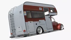 Volkswagen Retro Camper Van Red Rigged for Maya 3D model