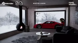 Winter Cabin Blender Project File Textured Blend FBX OBJ 3D model