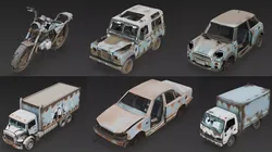 Abandoned Vehicle Wreck Bundle Pack Low-poly 3D model