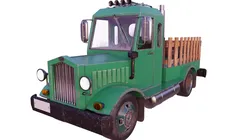 An old truck in a low poly  cartoon style Low-poly 3D model