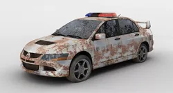Destroyed Police Car 3D model