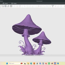 Fantasy style group of two fairy mushroom toadstools