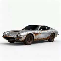 Realistic Oxidized Vintage Coupe 3D Model Low-poly 3D model
