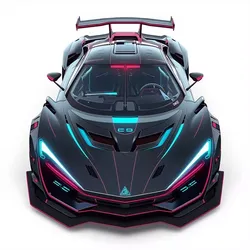 Sci-Fi Cyberpunk Hypercar Concept 3D Model Low-poly 3D model