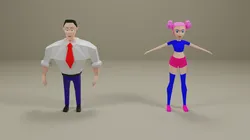 Strong-Man and Impressive-Girl Low-Poly characters