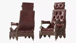 Vintage Steampunk Chair with Padded Leather 3D model