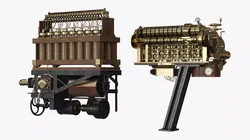 Vintage Steampunk Mechanical Engine Set 3D model