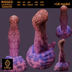 Zinitrox Alien Penis Sextoy Low Poly Rigged and Animated