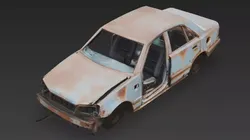 Abandoned Car Wreck Low-poly 3D model