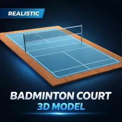 Blue Court 3D Model Game Ready PBR Blender Low-poly 3D model