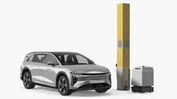 EVAR Parky Charging Robot with Car Lucid Gravity 3D model