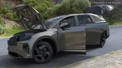 Lucid Gravity Olive Colored Electric SUV with Lights Off Rigged 3D model