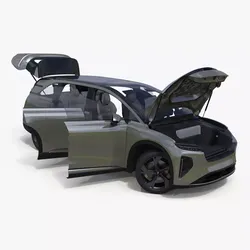 Lucid Gravity Olive Electric SUV Lights Off Rigged for Maya 3D model