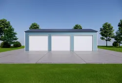 Modern Triple Garage-Metal Storage Building with 3 Roll-Up Doors 3D model