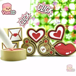 🍪 Yum3D Valentine Cookies Set of Clicker Keychains - Cute Backpack Keychain