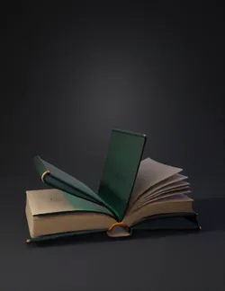 Create a clean optimized 3D asset for a premium open book used in a Ne