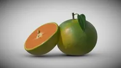 Green orange 3d model,low poly fruite Half