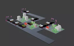 modern city streetscape Low-poly 3D model