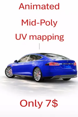 Modern Tesla car  Low-poly 3D model