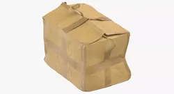 Old Damaged Cardboard Box Brown Tape 3D model