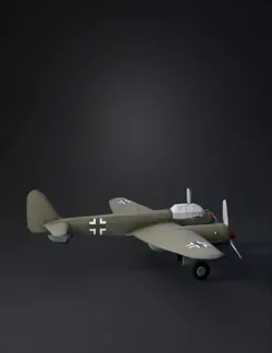 olive green WWII twin engine bomber aircraft with glass cockpit red n