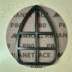 Template to cut sandpaper to fit Ryobi Palm Sander.