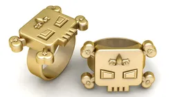 14K Matte Gold Geometric Skull Ring 3D Print Model in Pendants 636928