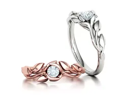 4mm Solitaire Leaves Floral Engagement Ring