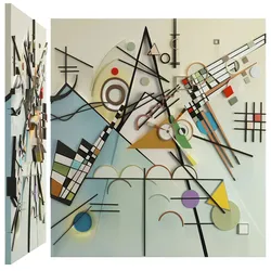 Abstract Relief Wall Panel Kandinsky Style Geometric Bas-Relief High Detail