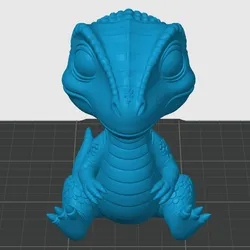 Adorable Baby Velociraptor Chibi Style - Cute Sitting Dino Figurine STL