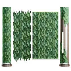Decorative 3D Wall Panel and Columns with Leaf Pattern Modern Green Eco Design
