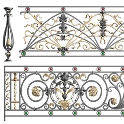 Decorative Wrought Iron Railing Ornamental Forged Fence for Architectural Visualization