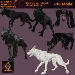 Demon Dog with Penis Rigged and Animated