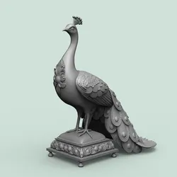 Emerald Peacock on Cushion Majestic Splendor Decorative Miniature 3D Print Model