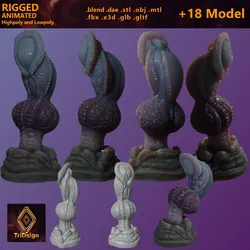 Fantasy Rizzian Alien PenisRigged Lowpoly and Highpoly
