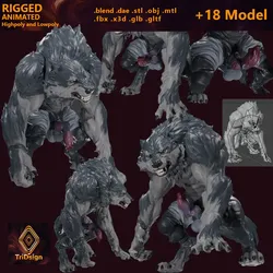 Fantasy Werewolf Rigged and Animated
