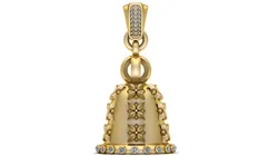 Floral Gold Bell Pendant with Diamond Rim 3D Print Model in Pendants 636903