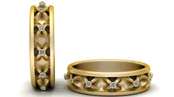 Gold Cross-Pattern Filigree Band with Diamonds 3D Print Model in Pendants 636909