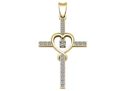 Heart Cross Diamond Pendant 3D Printable Jewelry Model 3D Print Model in Pendants 617533