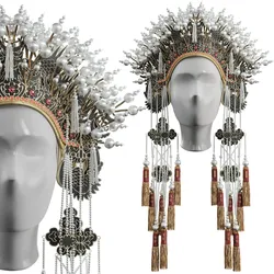 Imperial Chinese Headdress High Poly Ornamental Crown for Cinematic Render