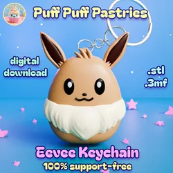 Kawaii Eevee Keychain Squishmallow Poke - Support-Free .STL .3MF