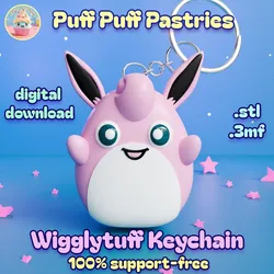 Kawaii Wigglytuff Keychain Squishmallow Poke - Support-Free .STL .3MF