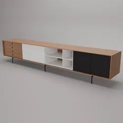 Mid-Century Modern TV Stand Long Sideboard Cabinet