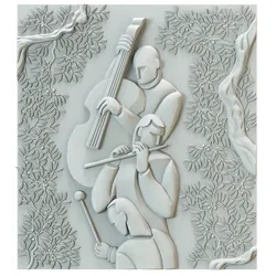 Musicians Relief Wall Panel with Olive Trees Decorative