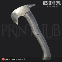 RE9 Requiem Mortal Edge Hatchet STL Cosplay Axe Prop 3D Print Model in Sculpture 636113