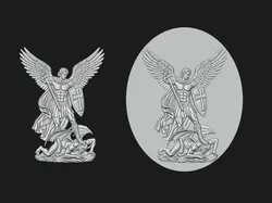 Saint Michael Medal and Relief STL for Jewelry 3D print model 3D Print Model in Pendants 637661