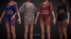 Swimsuit Bikini Collection - Lingerie Undergarment set and Net Shirt Dress Outfit Clothing Pack