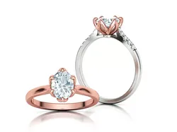 Tulip Head 8x6 Oval Stone Solitaire Engagement Ring 1ct Oval